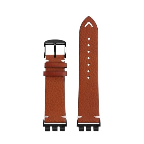 Bracelet montre homme en cuir marron noir effet vintage entrecorne 21mm