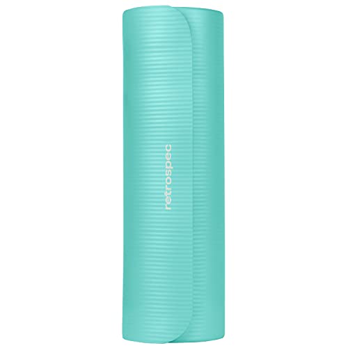 Retrospec Solana Yoga Mat 1/2" Thick W/Nylon Strap For Men & Women - Non Slip Excercise Mat For Yoga, Pilates, Stretching, Floor & Fitness Workouts, Blue Lagoon #TOP1