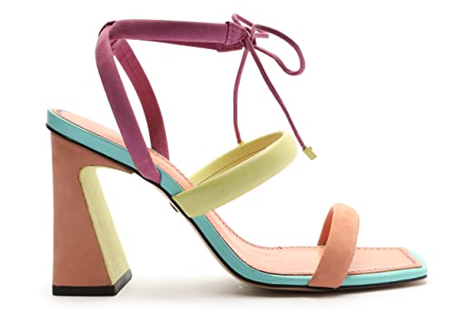 Arezzo Women's Lenny High Block Heels Sandal, Multicolor, Size 6.5 #TOP1