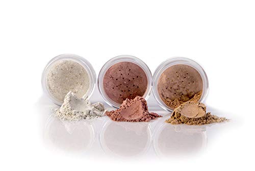 3 pc Kit (FULL SIZE, BEIGE) Mineral Makeup Set Bare Face Sheer Powder Matte Foundation Cover