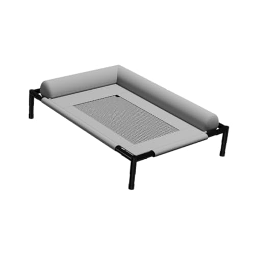 perfk Cama para Perros de enfriamiento Elevado, Cuna de Mascota, portátil Lavable Transpirable Malla Resistente Cama de Gato de Gato al Aire Libre para, Gray L