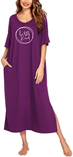 Ekouaer Long Nightgowns for Women Plus Size Nightshirts Soft Sleep Shirt Loungewear Night Gown Sleepwear with Pockets