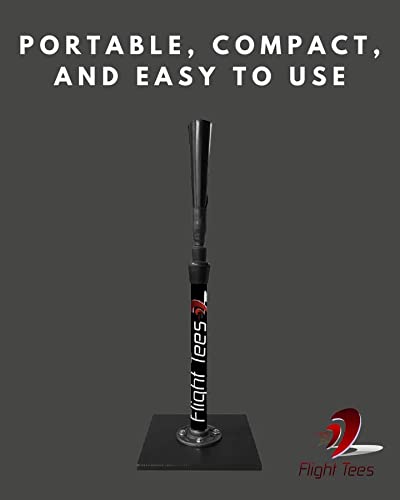 Flight Tees Baseball/Softball Hitting Tee | Solid & Durable Base W/Rolled Flexible Rubber Top | Portable, Lightweight & Compact Adjustable Batting Tee For Adults And Youth (Lime) #TOP4