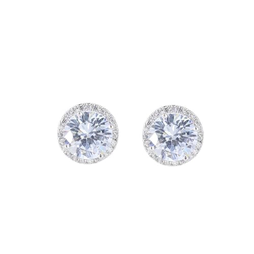 CZ Halo Stud Earring Simulated Diamond Cubic Zirconia Hypoallergenic 925 Silver Post for Women Men