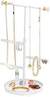 Sasha Morel Hanging Jewellery Organiser Stand, Tree Jewlery Necklace Stand Display and Earring Holder for Home, Decorative Hanging Storage for Necklaces, Bracelets, Rings, Earrings (White)