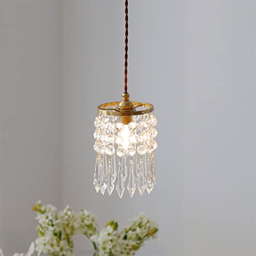 All Copper French Crystal Chandelier, Modern Crystal Small Pendant Light, Bedside Aisle Entrance Drift Window Restaurant Ceiling Hanging Lighting Fixture Interesting Life Pendant Lighting Fixtures