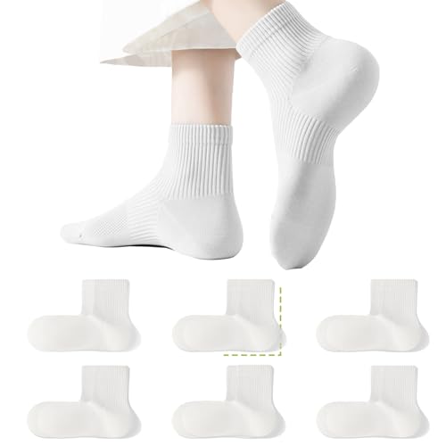 ZULY Womens 6-Pack Antibacterial Cotton Crew Socks - Moisture Wicking Breathable Seamless Toe - Light Gray Pink Sky Blue Lavender Mint Green Cream Yellow Mix
