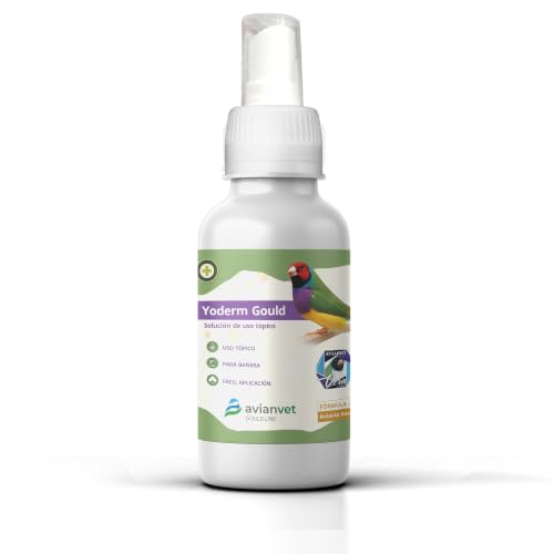 AVIANVET Yoderm Gould 450 ml | Solución Antiséptica con Povidona Yodada para Aves Ornamentales | Higiene de Heridas, Calvas, Tiñas y Lesiones Cutáneas en Diamantes de Gould