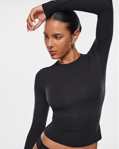 INLYRIC Women's Inbarely Ultra Long Sleeve Shirts Crew Neck Double Lined Slim Fitted Going Out Tops Basic Tees3