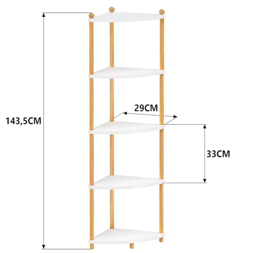 Ruichang EstanterÍa de Esquina de 5 Estantes, Estanteria Esquinera de Madera, Estante Abierto para Cocina Sala de Estar Dormitorio Espacios pequeños Pasillo Oficina - imagen 3