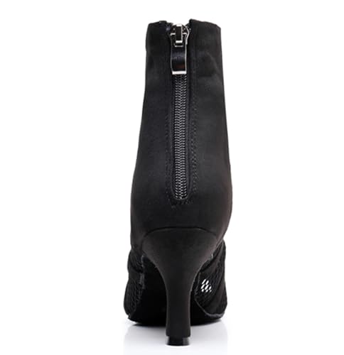 Dance Practice Shoes for Women Mesh Ballroom Sandals Heels Party Prom Ankle Booties with Zip3