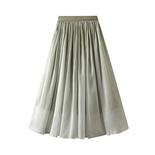 Jupe dégradé tulle brillant vert avec grand ourlet fluide et plissé élégant