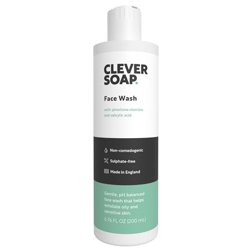 Clever Soap Face Wash | Soothing Facial Cleanser with Piroctone Olamine & Salicylic Acid | Hypoallergenic & Calming for Oily, Dry, Flaky or Sensitive Skin | Men & Women, 6.76 Fl Oz
