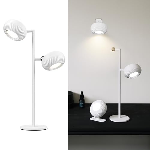 LuminexDesigns Kabellose LED Tischlampe & Wandleuchte 2-in-1für Wohnzimmer Schlafzimmer Büro – Akku Tischleuchte Touch Dimmbar USB Aufladbar Modern Weiß mit Magnetisch Abnehmbaren 2 Flammig LuminexDesigns Kabellose LED Tischlampe & Wandleuchte 2-in-1für Wohnzimmer Schlafzimmer Büro – Akku Tischleuchte Touch Dimmbar USB Aufladbar Modern Weiß mit Magnetisch Abnehmbaren 2 Flammig