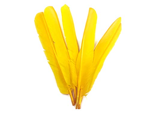 1/4 Lb - Yellow Turkey Pointers Wing Quill Large Wholesale Feathers (Bulk) Halloween Craft Party Costume Supplier | Moonlight Feather #TOP4