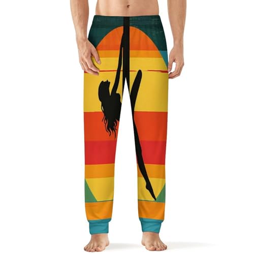 Vintage Pole Dancing Silhouette Men's Pajamas Pants Lightweight Sleep Lounge Pant Pjs Bottoms Casual Sleepwear