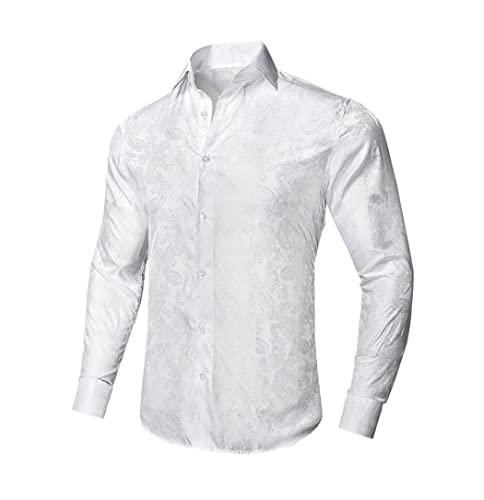Chemise en soie manches longues bleu ciel idéale pour un mariage d'été en taille L