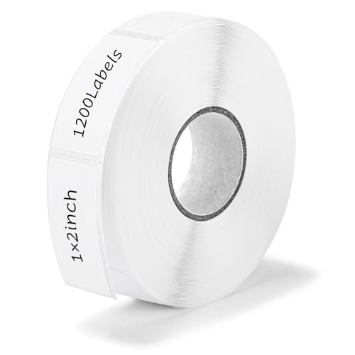 1200 Stück Wasserdicht und Ölbeständig Etiketten Selbstklebend, 25 x 50 mm Blanko Aufkleber Klebeetiketten zum Beschriften Gefrieretiketten mit Perforationslinie für Vorratsdosen Gewürzgläser Flaschen