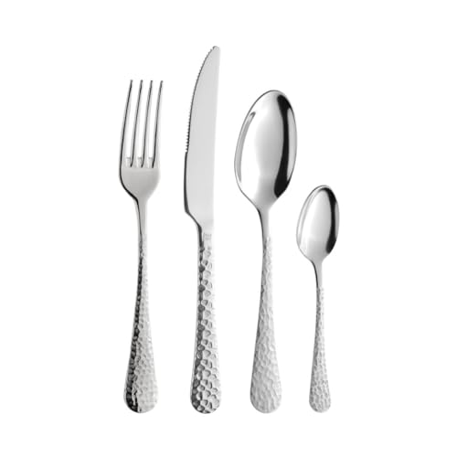 Pintinox Set di posate Ares 24 pezzi in acciaio inox 18/0 nickel free, finitura martellata