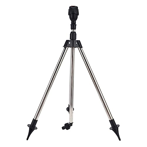 Garten Sprinkler, Rasen Stativ Sprinkler mit 360-Grad-Drehung, Edelstahl Rasensprenger Teleskop Stativregner für Große Flächen, Tripod + Sprinkler Automatisches Bewässerungssystem für Hof, Haushalt