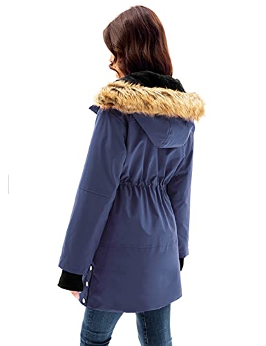 Grace Karin Women Climbing Faux Fur Quilted Parka Jacket Puffer Coat Plus Size Navy 3Xl #TOP3