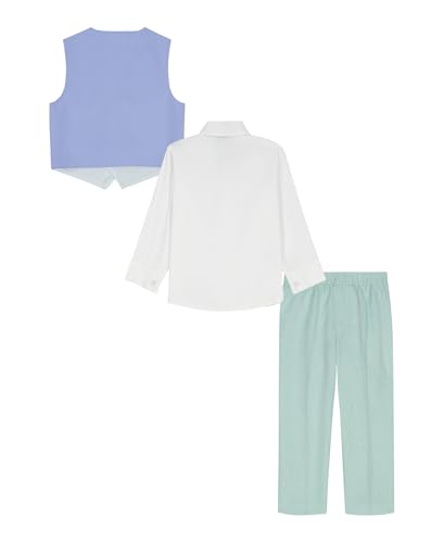 Image of IZOD Boys' 4-piece Formal Dress Up Suit Set, Vest, Pants, Collared Shirt, and Tie