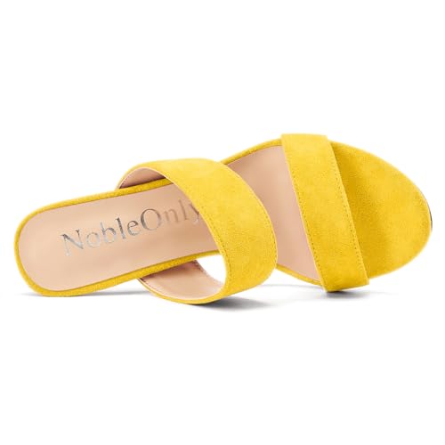 Image of NobleOnly Womens Round Open Toe Heeled Sandals Two Strap Stiletto High Heel Sandals Backless Dress Slip-on Mules Sandals 3.9 Inches Heels