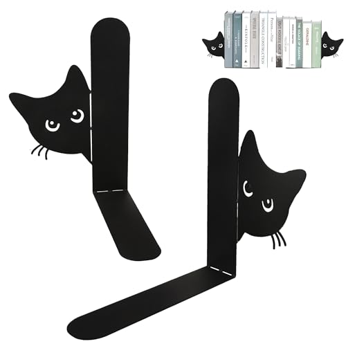 2 Stück Buchstützen Metall Buchstütze Katze Schwarz Hidden Bücherhalter Lustige Bücherstützen Katze Bücherstütze Bücherregal Deko für Schule, Büro und Zuhause 2 Stück Buchstützen Metall Buchstütze Katze Schwarz Hidden Bücherhalter Lustige Bücherstützen Katze Bücherstütze Bücherregal Deko für Schule, Büro und Zuhause