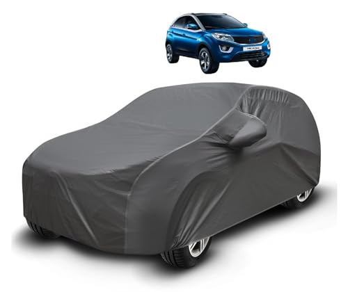 Image of Auto Hub Waterproof Car Cover Compatible with Tata Nexon with Mirror Pockets, Soft Cotton Lining, Nexon Car Cover Waterproof, Grey