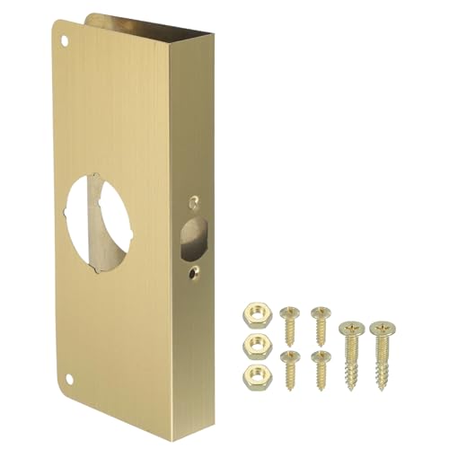 PATIKIL Placa De Refuerzo Para Puertas, 1 Juego De Reparación Y Refuerzo Para Puertas De 1-3/8' De Grosor, 9' De Tamaño Para Cerradura De Pompas, Pestillo, Cubreplacar, Dorado