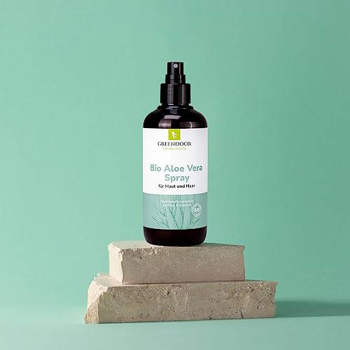 GREENDOOR Aloe Vera Bio sok w sprayu, 250 ml, najlepszy z aloesu, wegański, do twarzy, skóry i włosów, naturalna pielęgnacja skóry po opalaniu, w przypadku poparzeń słonecznych, jako krem nawilżający, naturalny kosmetyk