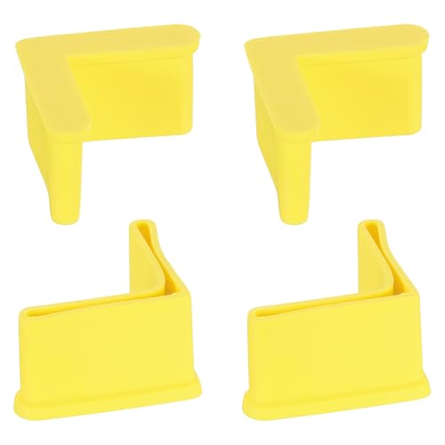 uxcell 4 Pcs 1.57" x 1.57" Rubber Foot Pads Covers, L Shaped Furniture Angle Pads Leg Caps End Covers Floor Protector Anti-Slip Angle Iron for Shelving, Yellow