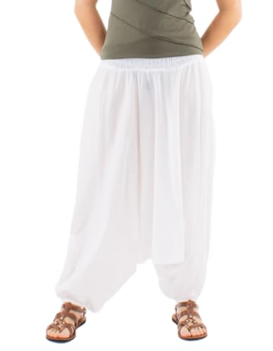 Coline - Sarouel Femme en Coton Fin - Couleur : Blanc - Taille Unique