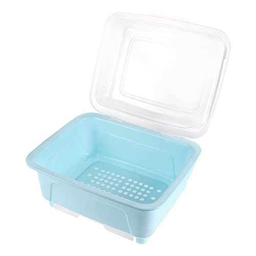 Dish Drying Rack with Lid Cover Bottle Holder Kitchen Plate Cup Dish Drying Rack Tray Cutlery Dish Drainer Kitchen Cabinet Organizer Blue