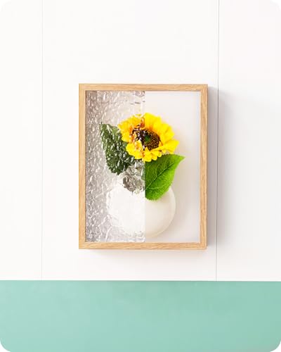 Baffect Jarrones Decorativos con Marco de Imagen Acrílico en Olas, Jarrones para Flores, Jarron Ceramica para Decoración del Hogar, Jarrones Pared Único Que Parece una Pintura (Blanco, 1 Pieza)