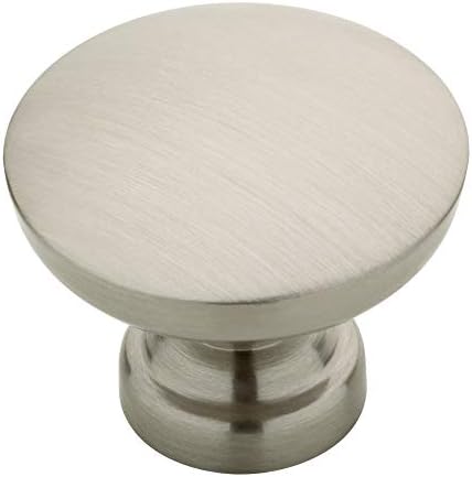 Franklin Brass Round Top Kitchen Cabinet Knobs or Drawer Knobs 1-3/16" (30mm), 10-Pack Brushed Nickel Cabinet Hardware P29523K-SN-B