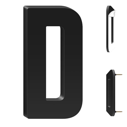 4 Inch Floating Acrylic House Numbers Letters, Adhesive Acrylic House Address Numbers for Outside, Modern Black Adhesive Address Letter and Number for Home Office Apartment (D)