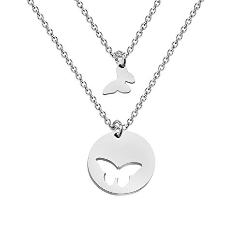 BAUNA Mother Daughter Gifts Mother and Daughter Necklace Set for 2 Butterfly Necklace Matching Jewelry for Mommy and Me