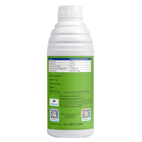 Image of Utkarsh Stress Free - Humic acid, Fulvic acid & Amino Acid Seaweed Extract based Biostimulant, Stimulates Flowering & Fruit Setting, Promotes Vigorous Root & Shoot Growth | 2 Ltr; Pack of 2 of 1 Ltr