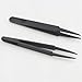 10 Pcs Plastic Anti Static Carbon Fiber Tweezers Set, 4.5 Inch Precision Point Tip Industrial Tweezers Suitable for Crafts Electronics, DIY, Repair Tool, Black