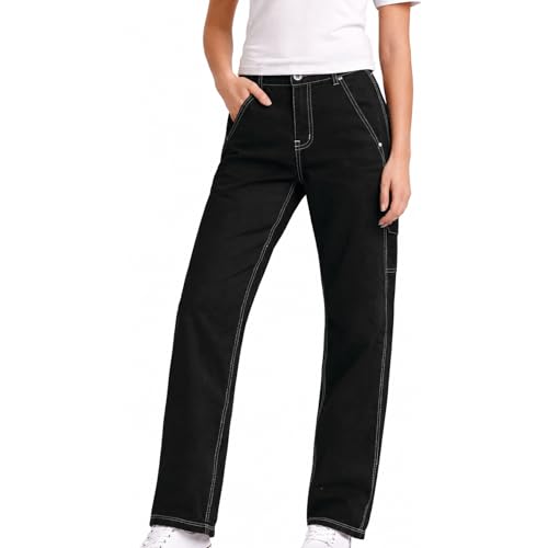 Dickies Women's Casual Slim Fit Carpenter Pant - Non-Stretch - Runs Small, Size 32, Black by Dickies - Used condition - US$11.97