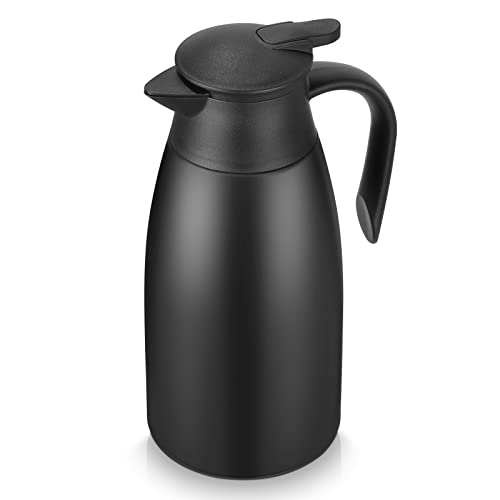 Hossejoy - Hossejoy 70 oz / 2L Stainless Steel Vacuum Insulated Coffee Carafe – Black, Double-Wall Thermal Carafe for Coffee, Tea & Water, Leak-Proof Lid, Ergonomic Handle
