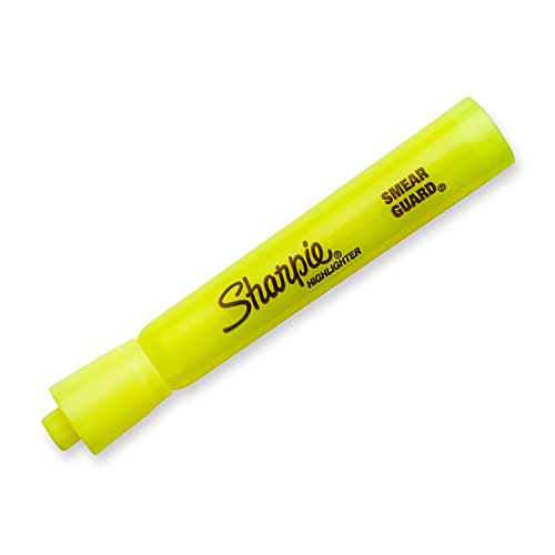 Image of Sharpie Tank Style Highlighters, Chisel Tip, Fluorescent Yellow, 24 Count