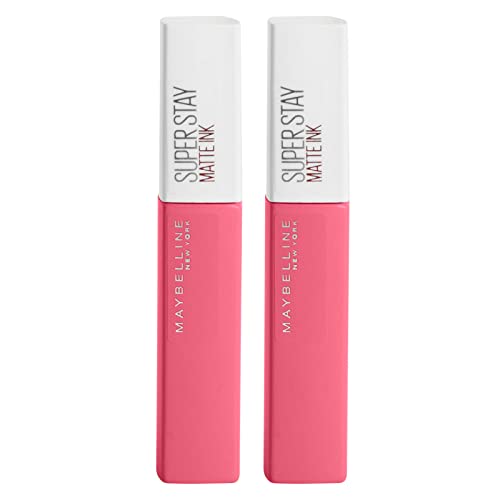 Maybelline New York SuperStay Matte Ink - Pintura de labios opaca, resultado uniforme con aplicador de punta, color 125 Inspirer, larga duración, 16 h, 2 barras de labios
