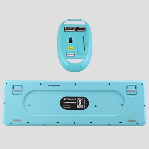 Image of ZEBRONICS Companion 301 2.4GHz Wireless Keyboard & Mouse Combo with UV Printed, Retro Style Keys, 104 + 12 Integrated Multimedia Keys, 1600 DPI, High Precision, Zeb-Companion 301 (Aqua Green)