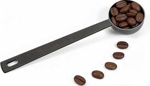 Coffee Scoop 15ml (1 Tbsp) Stainless Steel Tablespoon - Long Handle Measuring Spoon for Ground Coffee, Espresso, Protein Powder & Loose Tea | Dishwasher Safe with Hanging Hole