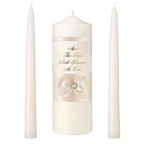 Lillian Rose Wedding Ceremony Unity Candle Ivory Pearl Set, Multicolor, Multi
