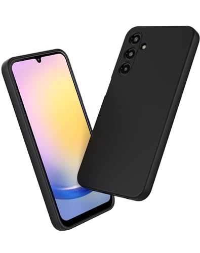 Foluu Designed for Samsung Galaxy A25 Case, Silicone Shockproof Phone Case with [Soft Anti-Scratch Microfiber Lining] for Samsung Galaxy A25 5G 2024 (Black)