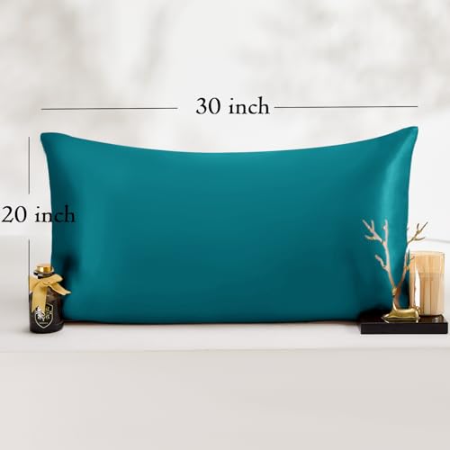 Vielit Queen Satin Pillowcase for Hair 2pc,Similar to Silk Pillow Cases, for Women,Teal,20x30 & Envelope Closure and 2 Satin Scrunchies by Vielit - Used condition - Image 6