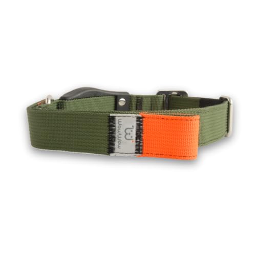 WowWow Advanced Khaki Hundehalsband mit Leine - Metallverschluss - Größe S 33-38 cm, innovatives Halsband mit - bekannt aus der Höhle der Löwen (S)